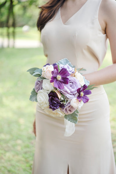 Maid of Honor & Bridesmaid Bouquets in Lilac & Gold