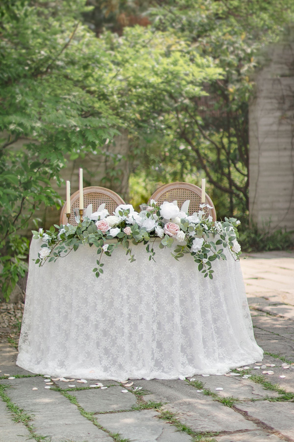 Head Table Floral Swags in White & Sage