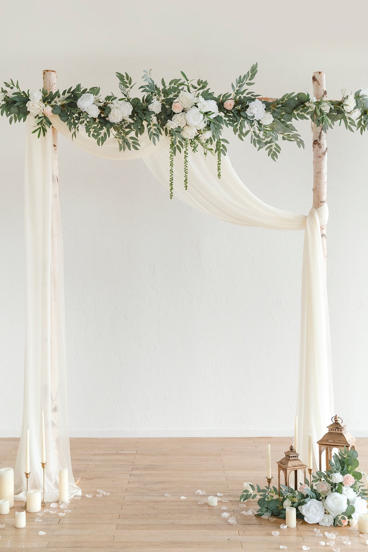 9ft Head Table Flower Garland in White & Sage