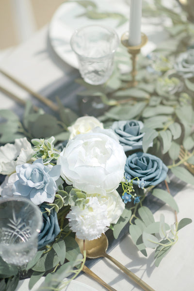 6ft Flower Garland in Dusty Blue & Navy