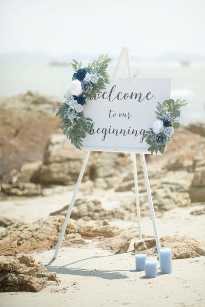 Flower Sign Decor in Dusty Blue & Navy