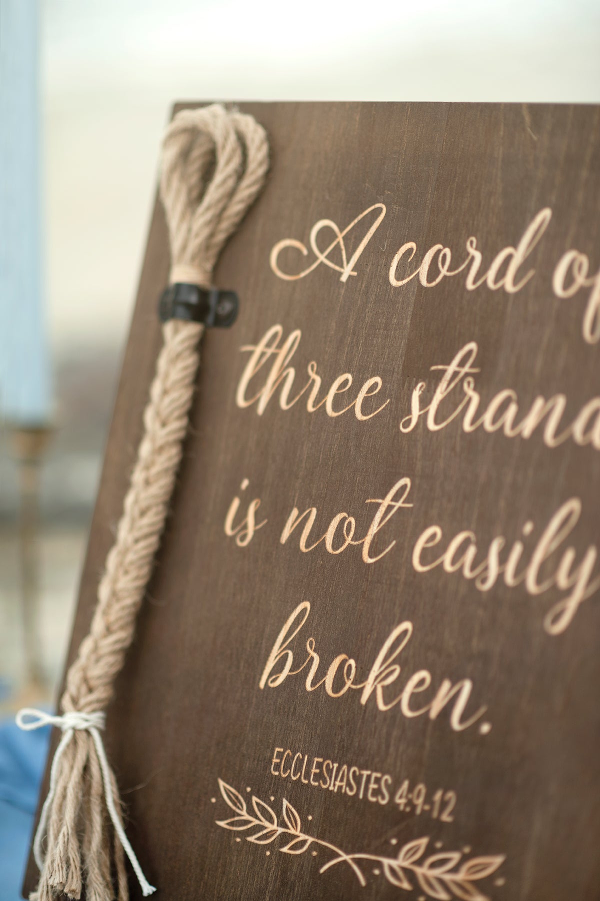 Strand of Three Cords Wedding Ceremony Sign - A Cord of Three Strands Is Not Easily Broken