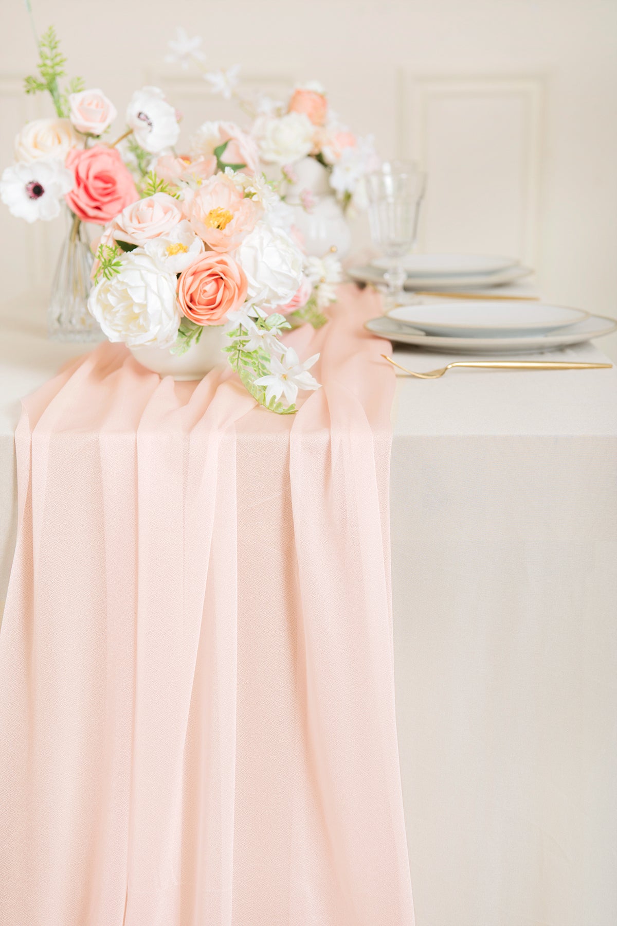 Table Linens in Blush & Cream