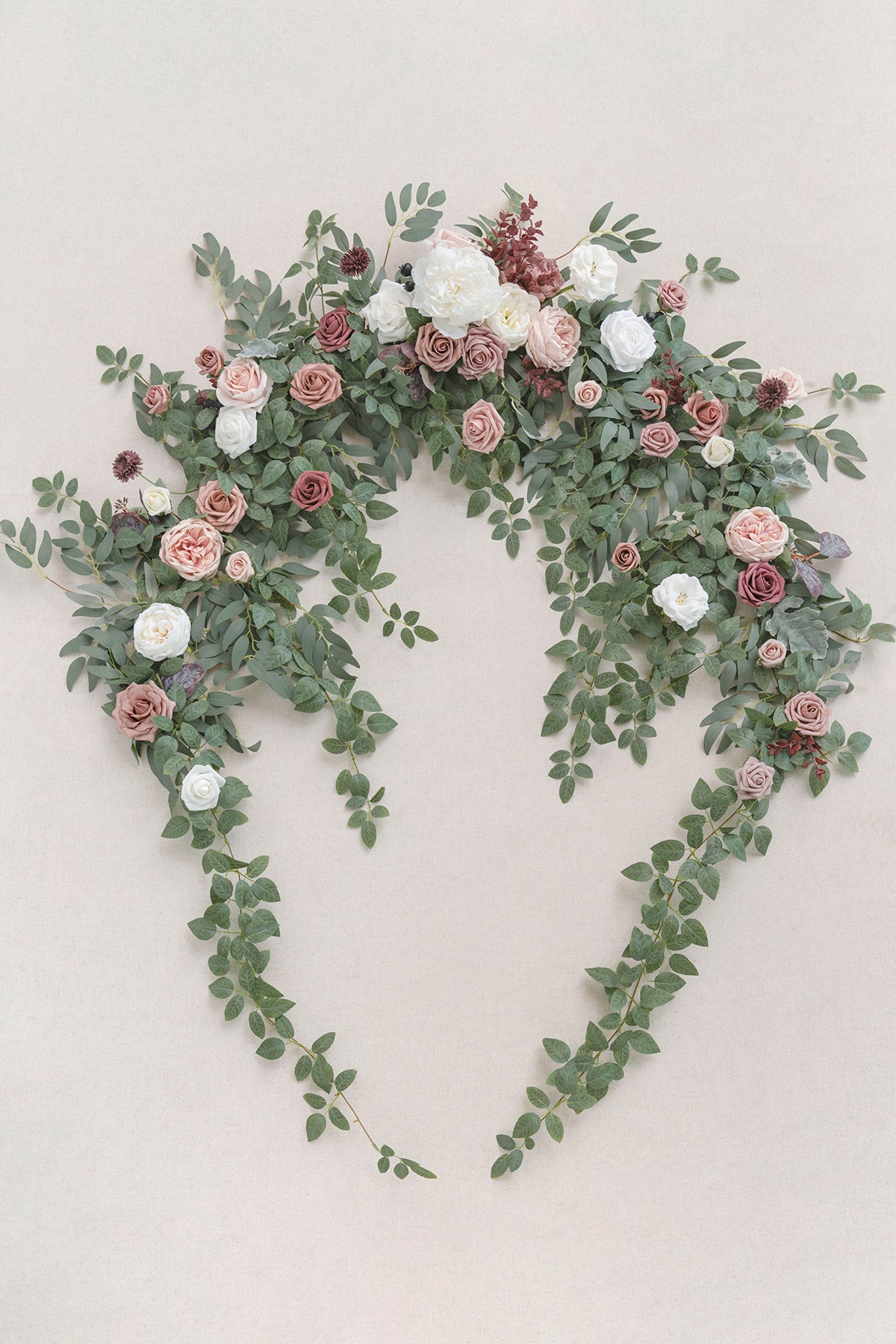 6.5ft Flower Garland with Hanging Vines in Dusty Rose & Mauve