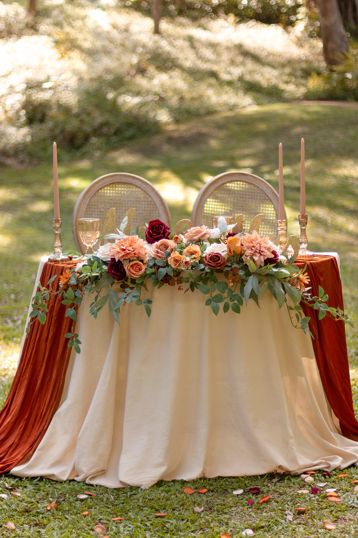 Head Table Floral Swags in Sunset Terracotta