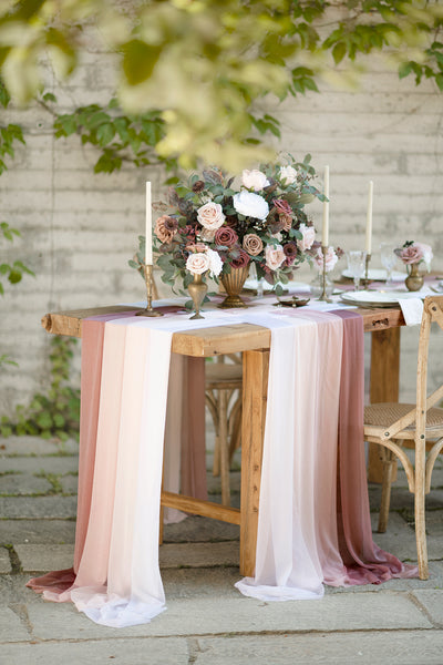 Table Linens in Dusty Rose & Navy