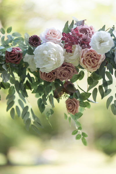 6.5ft Flower Garland with Hanging Vines in Dusty Rose & Mauve