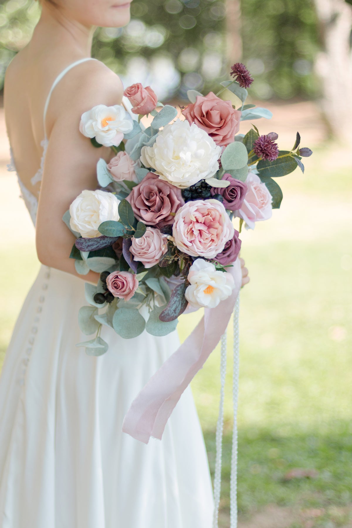 Medium Free-Form Bridal Bouquet in Dusty Rose & Mauve