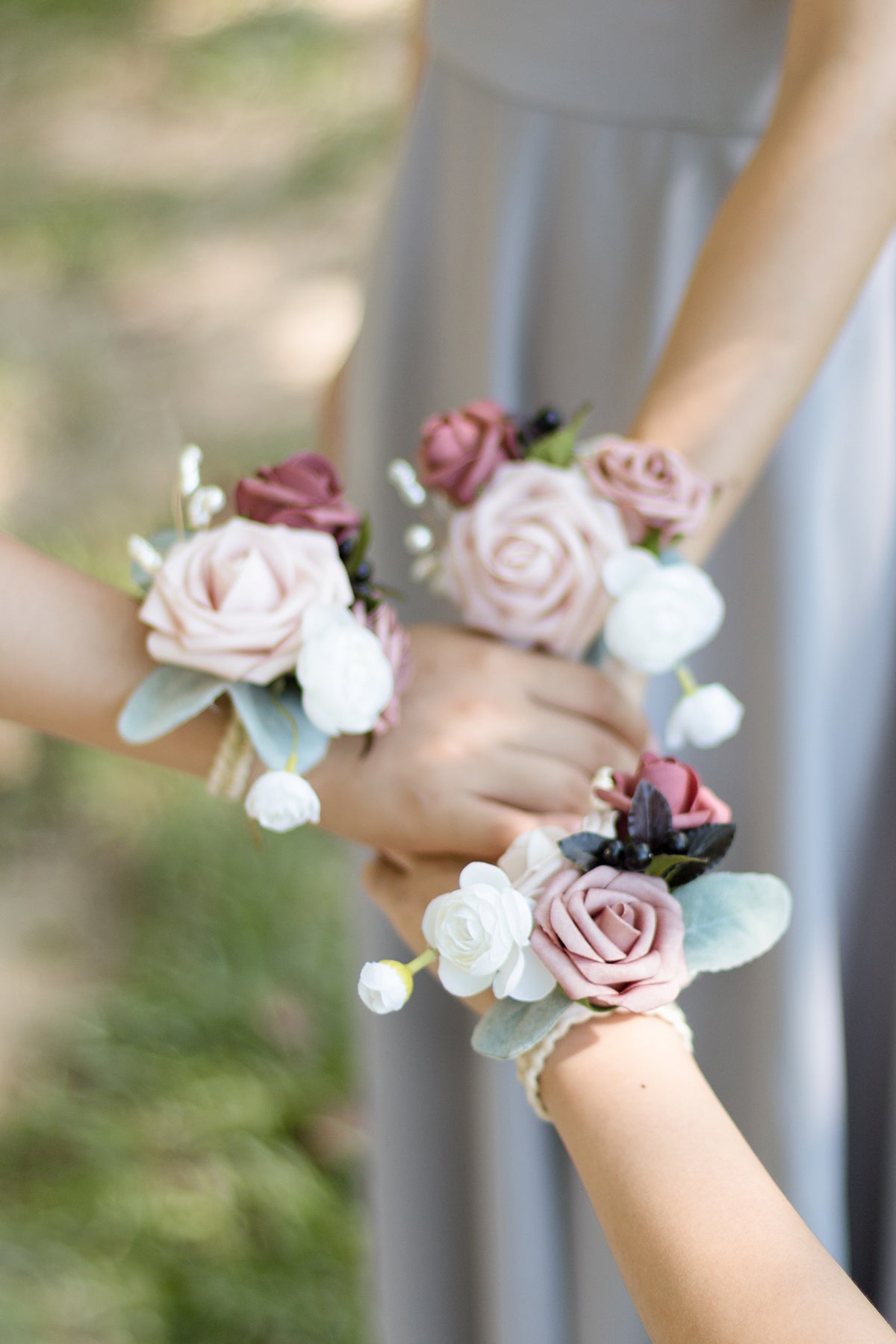 Wrist Corsages in Dusty Rose & Mauve