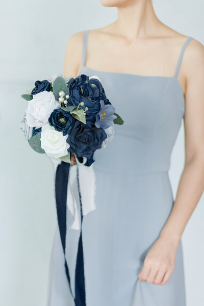 Maid of Honor & Bridesmaid Bouquets in Noble Navy Blue