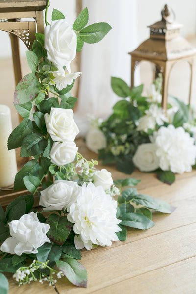 2ft Flower Garlands in White & Sage