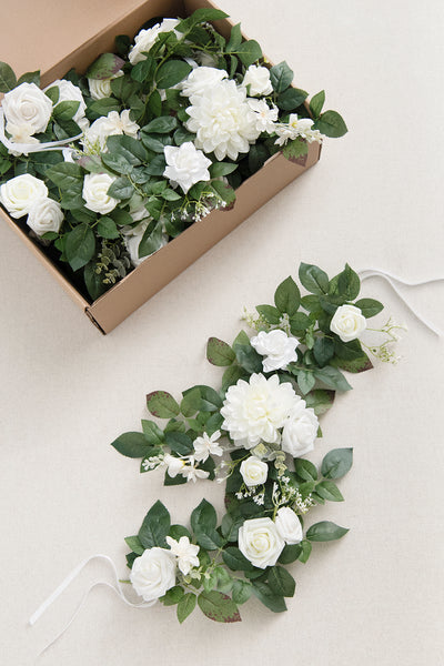 2ft Flower Garlands in White & Sage