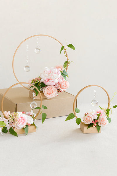 Wreath Hoop Centerpiece Set in Blush & Cream
