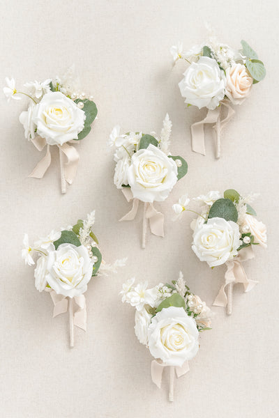 Mini Ready-to-Use Flower Centerpiece Set in White & Sage
