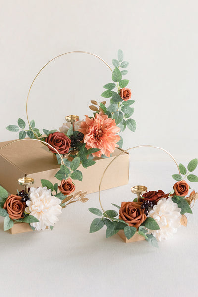 Wreath Hoop Centerpiece Set in Sunset Terracotta