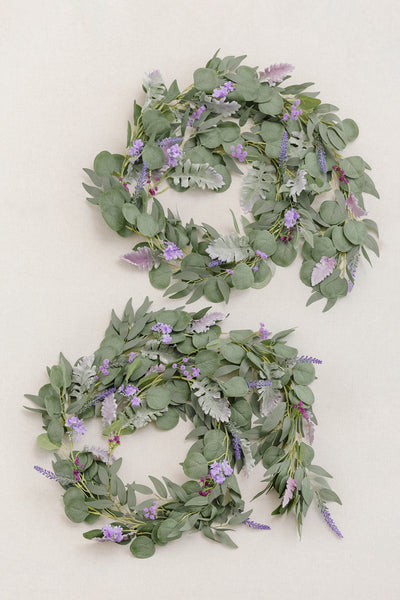 6ft Greenery Garland with Filler Flowers in Lilac