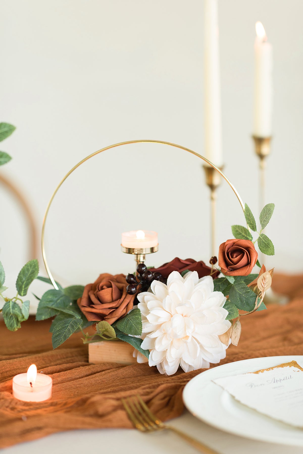 Wreath Hoop Centerpiece Set in Sunset Terracotta