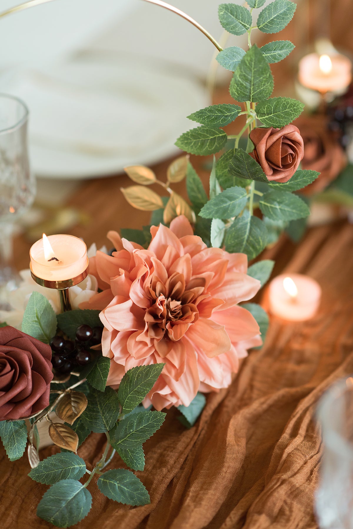 Wreath Hoop Centerpiece Set in Sunset Terracotta