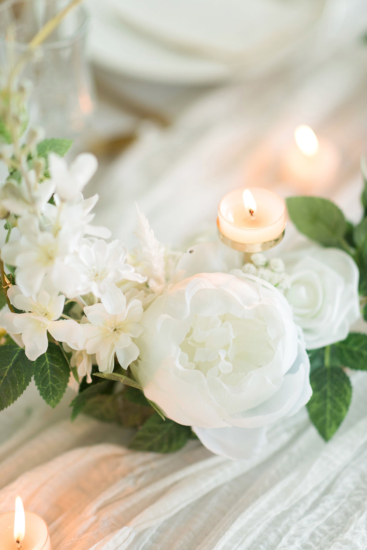 White Candle with Pearl Decor  Wedding centerpieces, Wedding