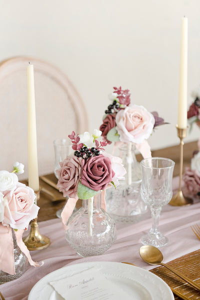 Mini Premade Flower Centerpiece Set in Dusty Rose & Mauve | Clearance
