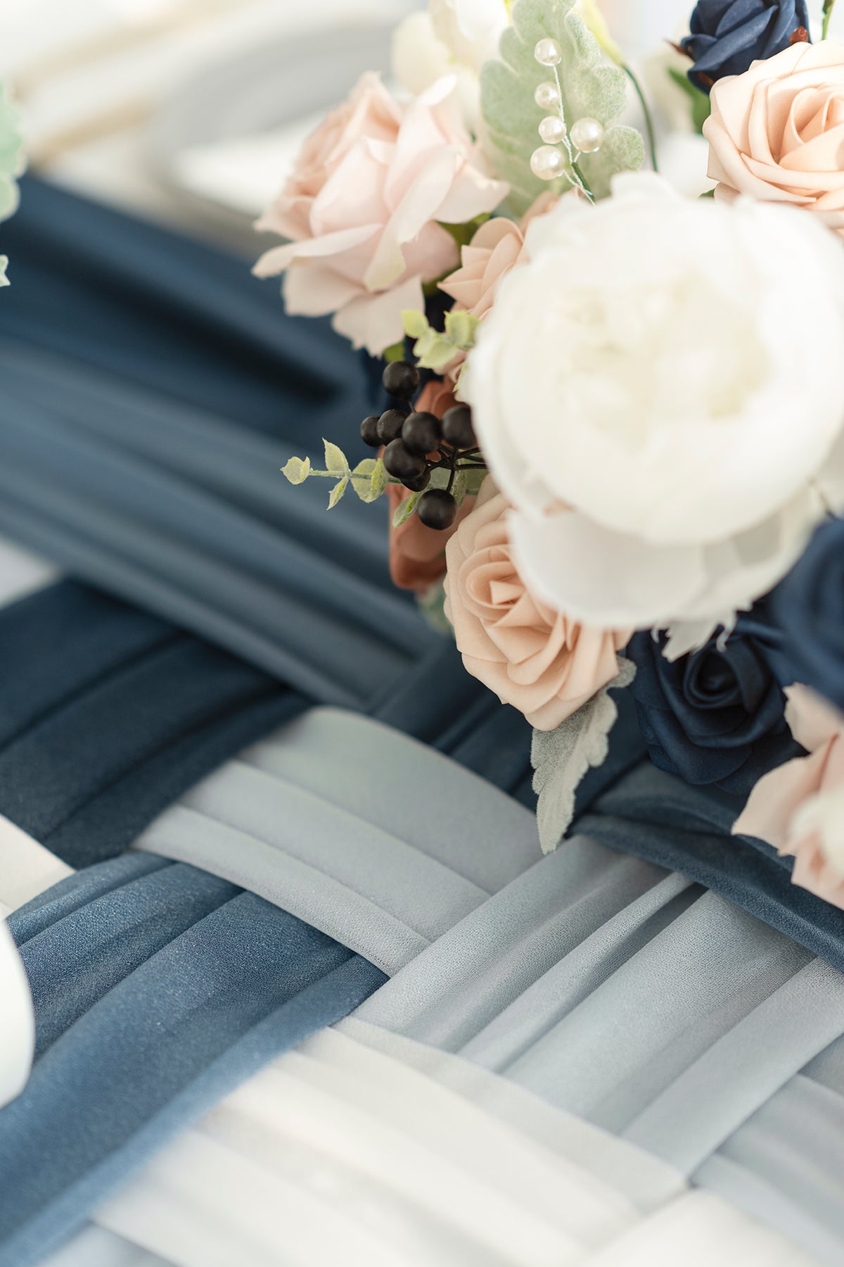Table Linens in Dusty Rose & Navy