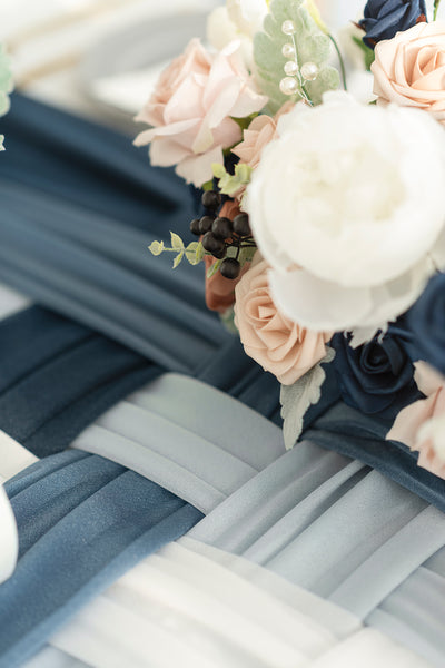 Table Linens in Dusty Rose & Navy