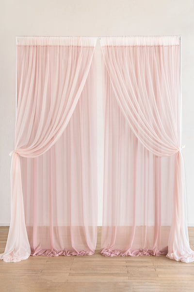 2-Layer Wedding Backdrop Curtains 59" x 10ft (Set of 2) - 6 Colors