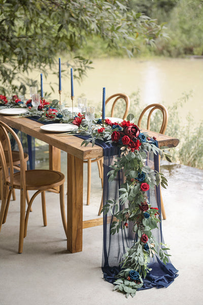 6ft Flower Garland in Burgundy & Navy