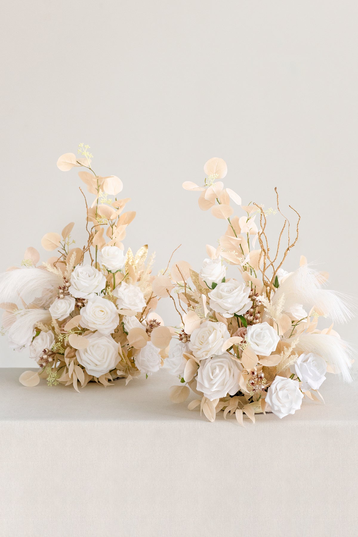 Free-Standing Flower Arrangements in White & Beige