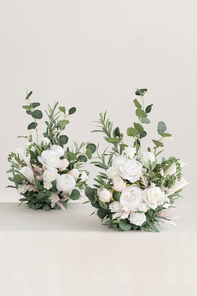 Free-Standing Flower Arrangements in White & Sage | Clearance