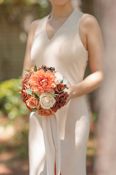 Gradual Bridesmaid Bouquets in Sunset Terracotta