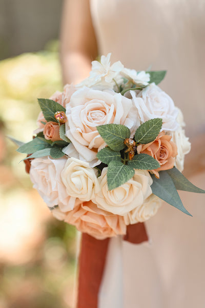 Gradual Bridesmaid Bouquets in Sunset Terracotta