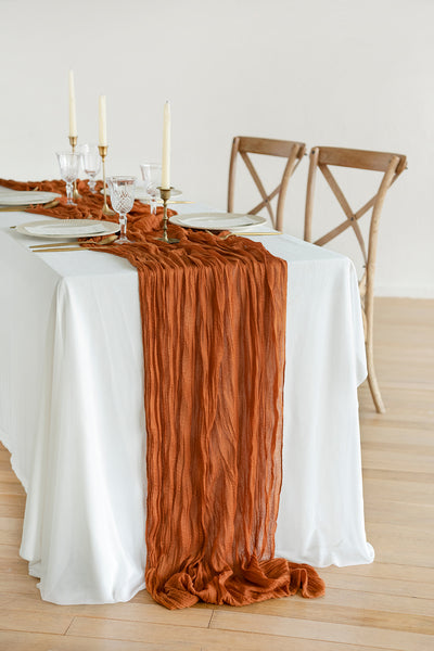 Table linens in Sunset Terracotta