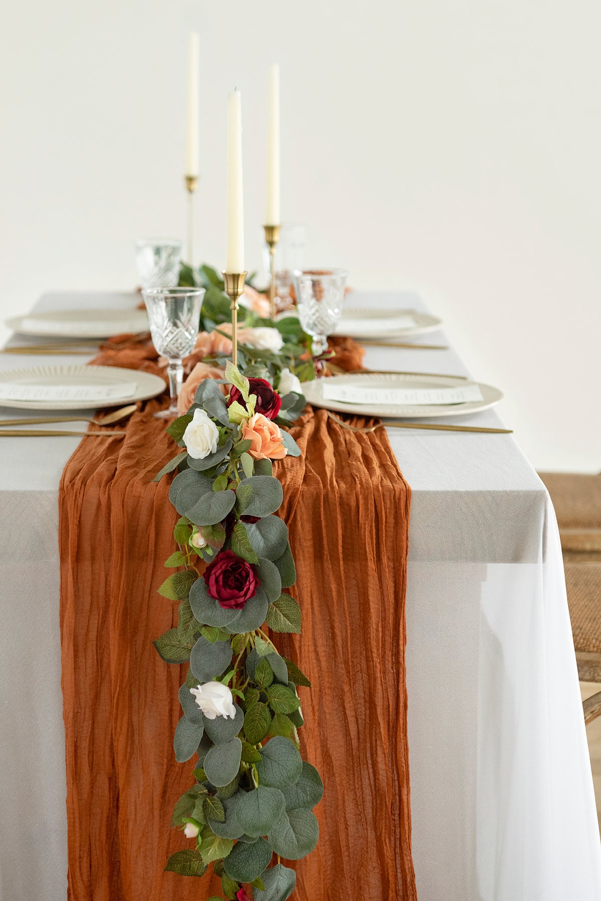 Table linens in Sunset Terracotta