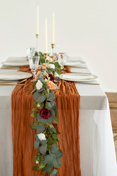 Table linens in Sunset Terracotta