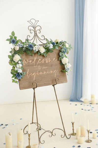 5ft Flower Garland in Dusty Blue & Navy | Clearance