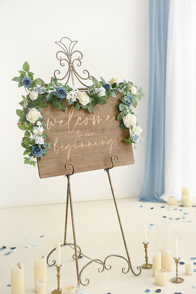 5ft Flower Garland in Dusty Blue & Navy