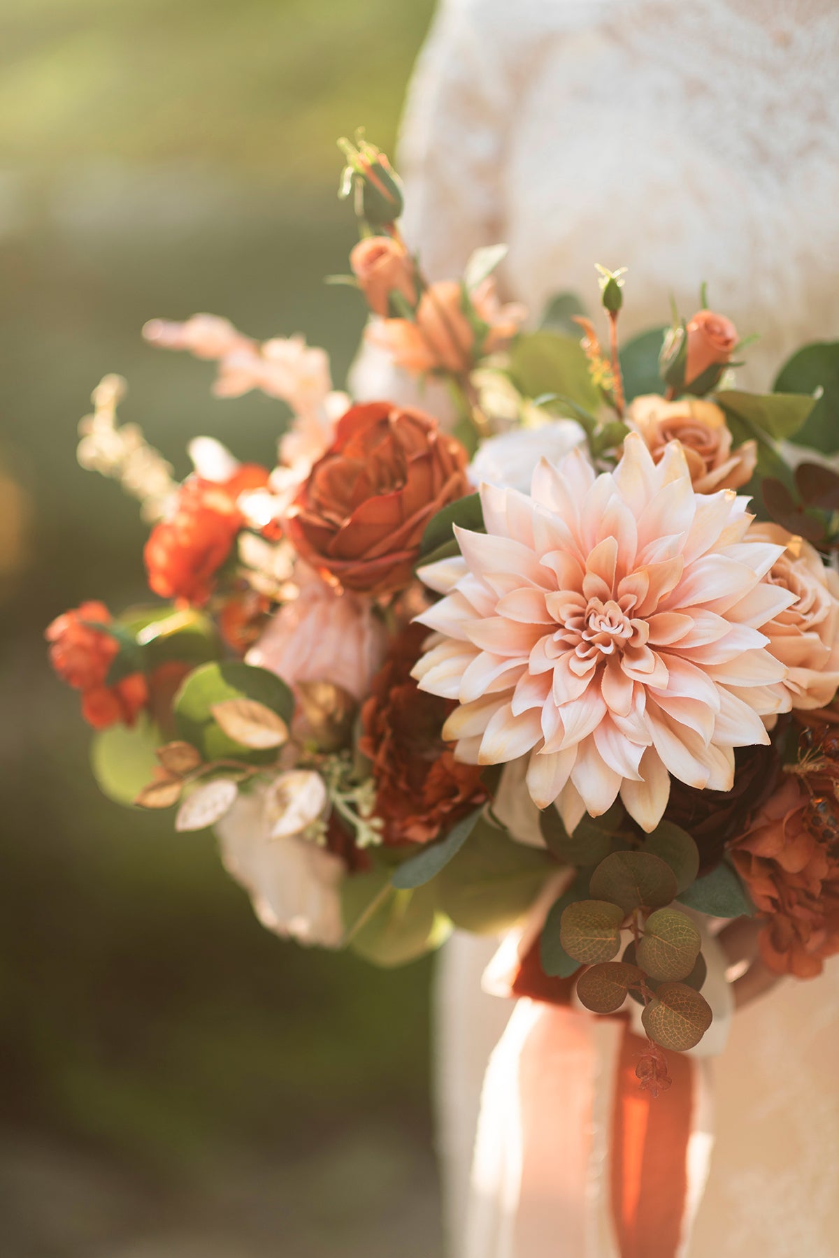 Medium Free-Form Bridal Bouquet in Sunset Terracotta