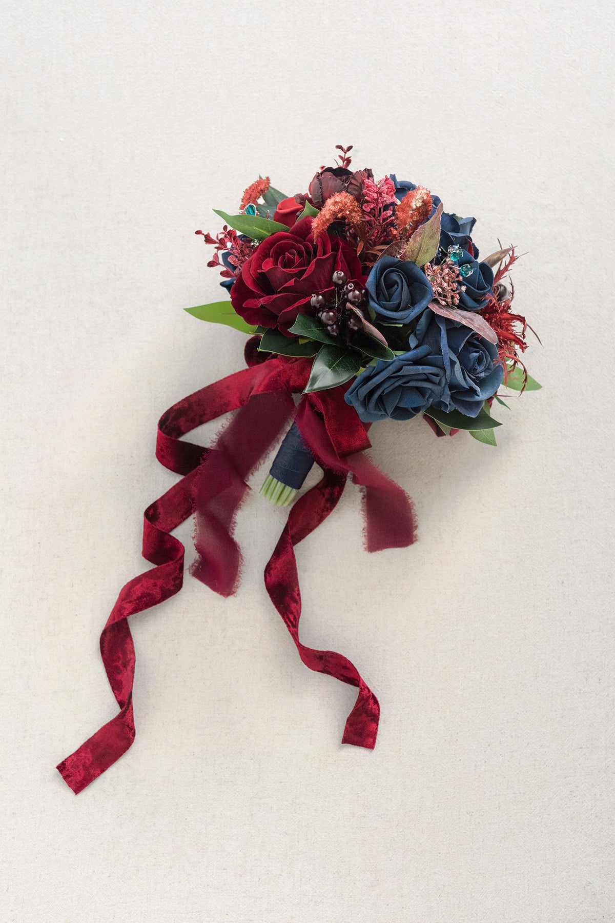 Maid of Honor & Bridesmaid Bouquets in Burgundy & Navy