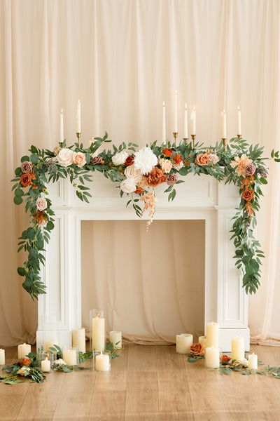 9ft Head Table Flower Garland in Sunset Terracotta