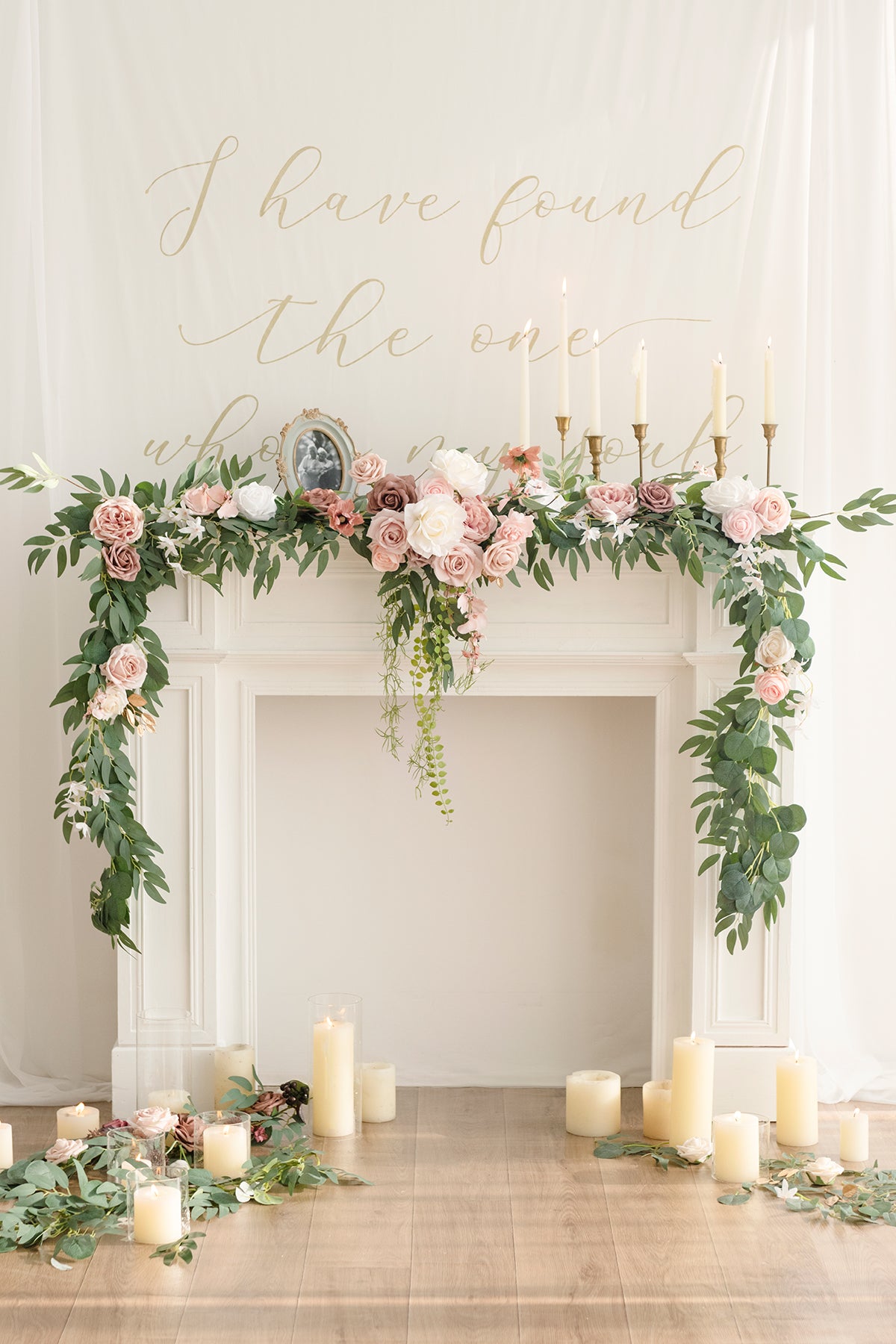 9ft Head Table Flower Garland in Moody Burgundy & Black