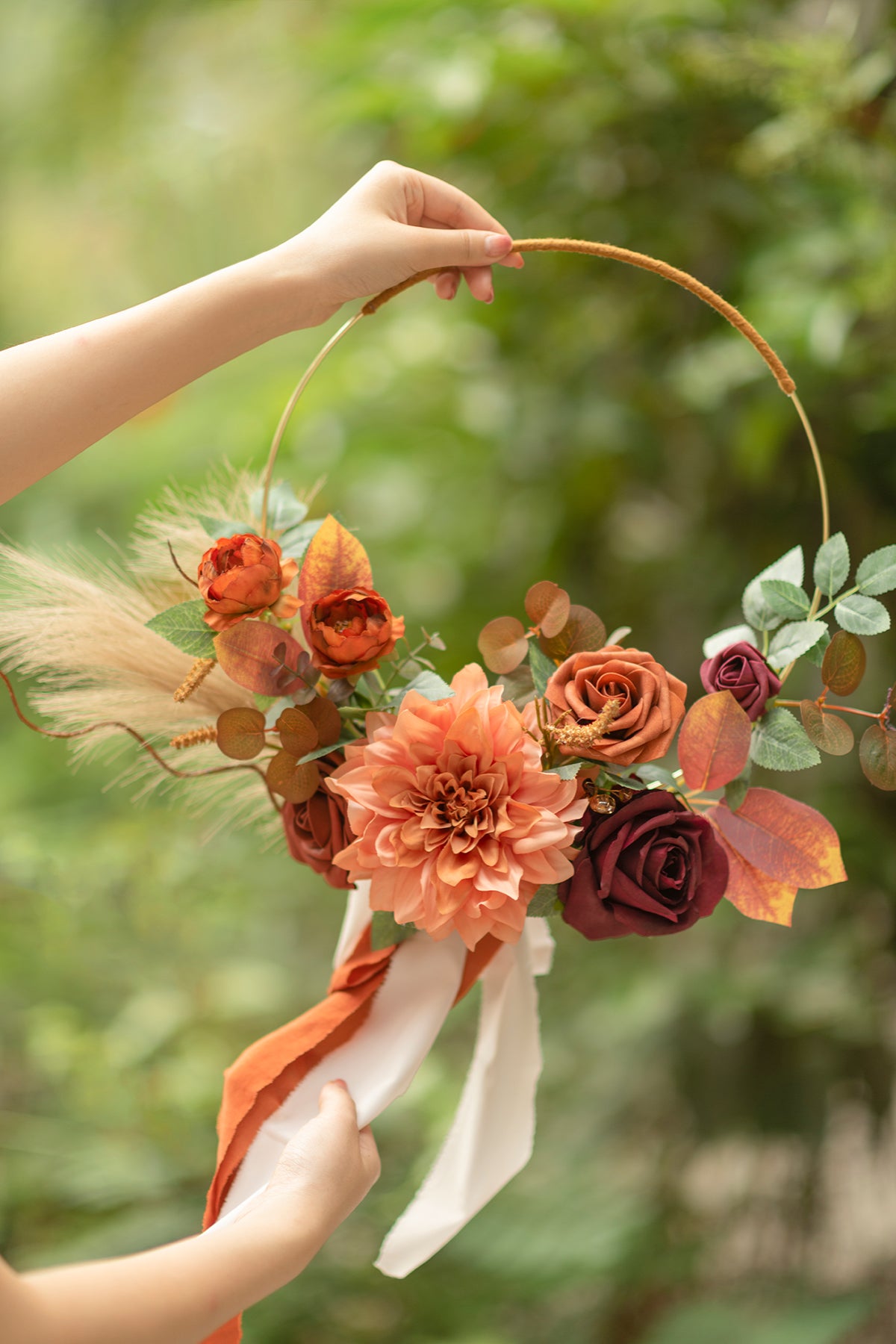 Hoop Bridesmaid Bouquets in Sunset Terracotta