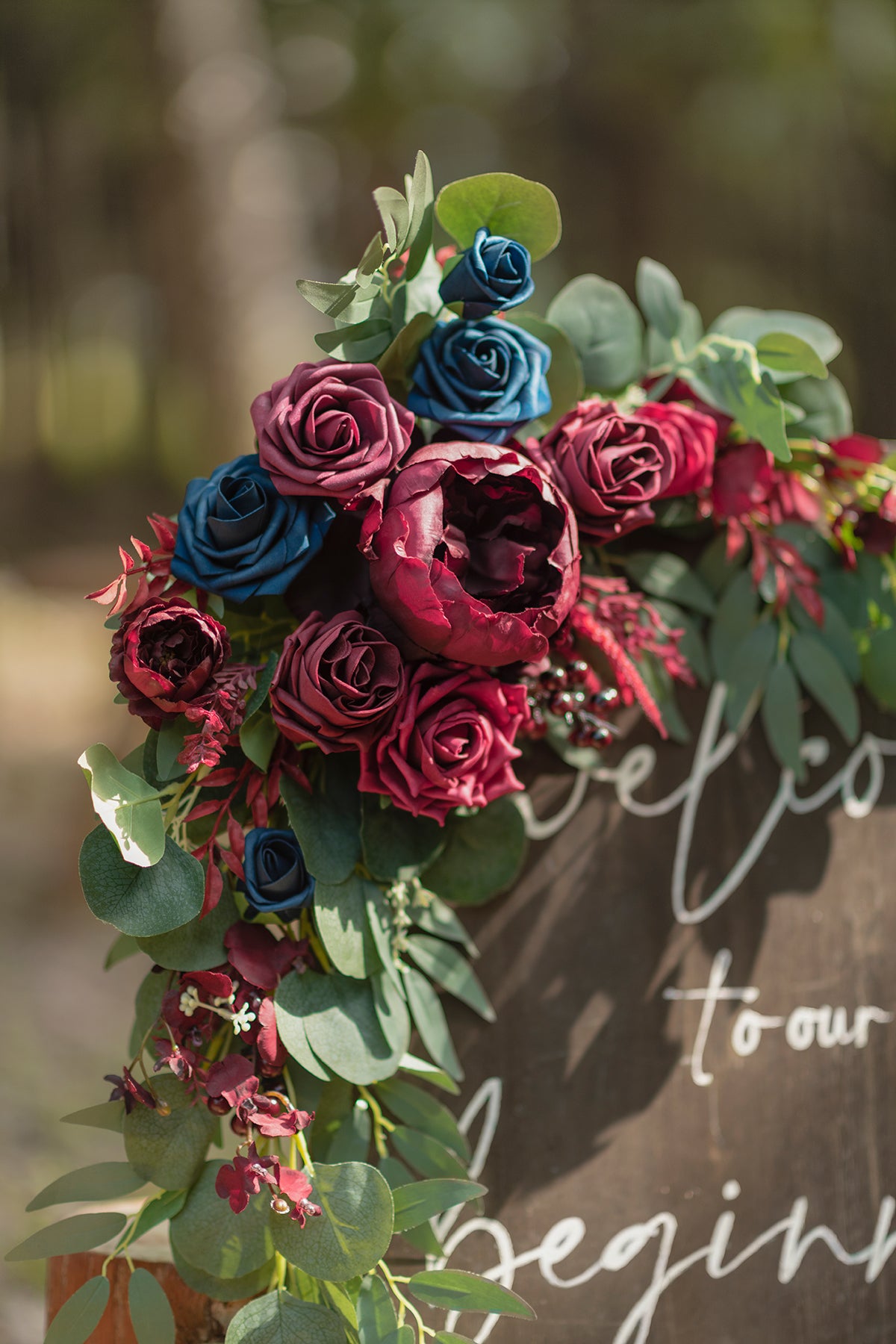 Combo Set Flower Sign Decor in Burgundy & Navy