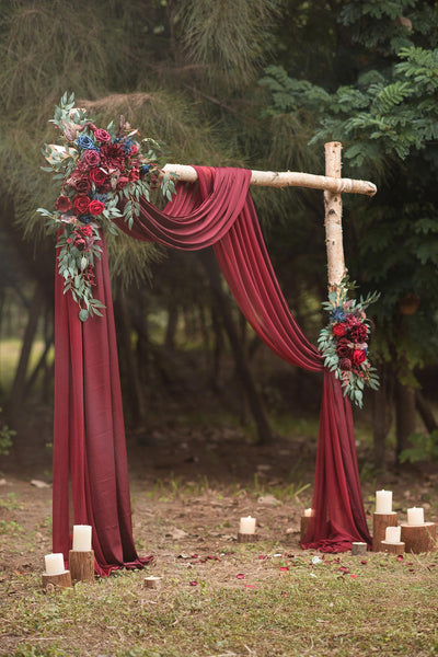 Flower Arch Decor with Drapes in Burgundy & Navy | Clearance