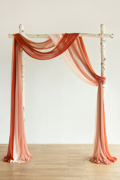 Sheer Wedding Arch Draping 30" w x 20ft  - Ombre Colors