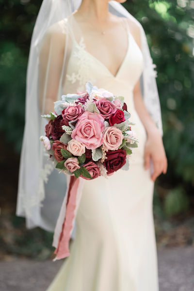 Small Round Bridal Bouquet in Loving Cinnamon Rose | Clearance