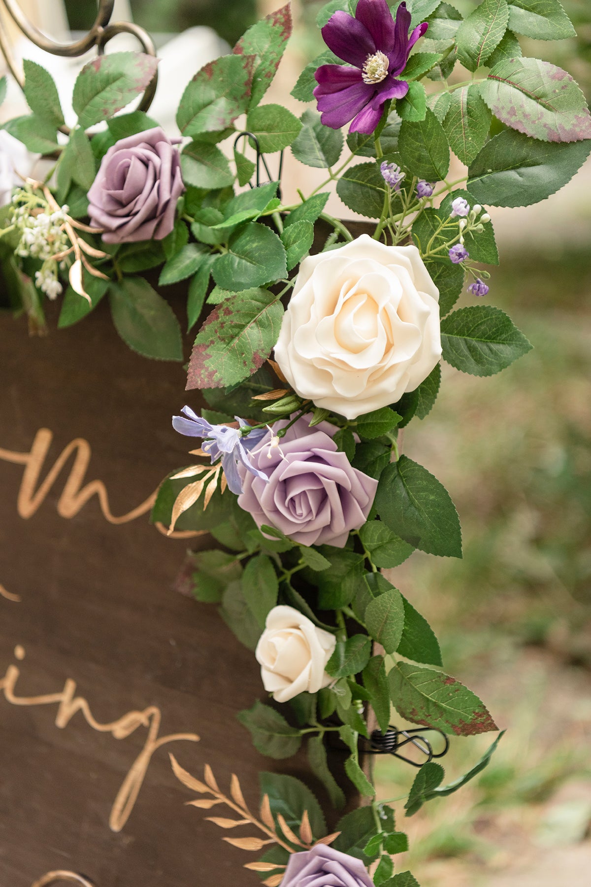 5ft Flower Garland in Lilac & Gold