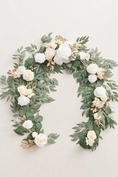 6ft Flower Garland in White & Beige