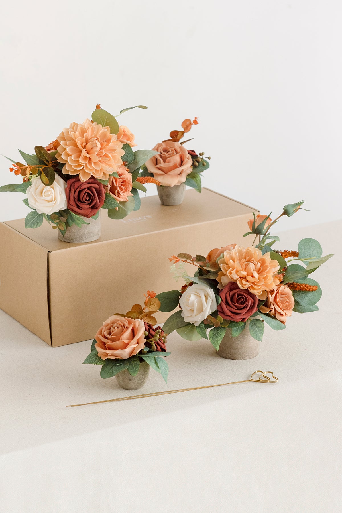 Assorted Floral Centerpiece Set in Sunset Terracotta