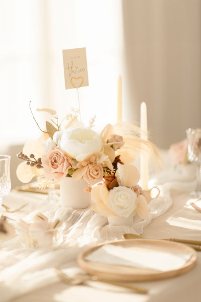 Assorted Floral Centerpiece Set in White & Beige | Limit-time
